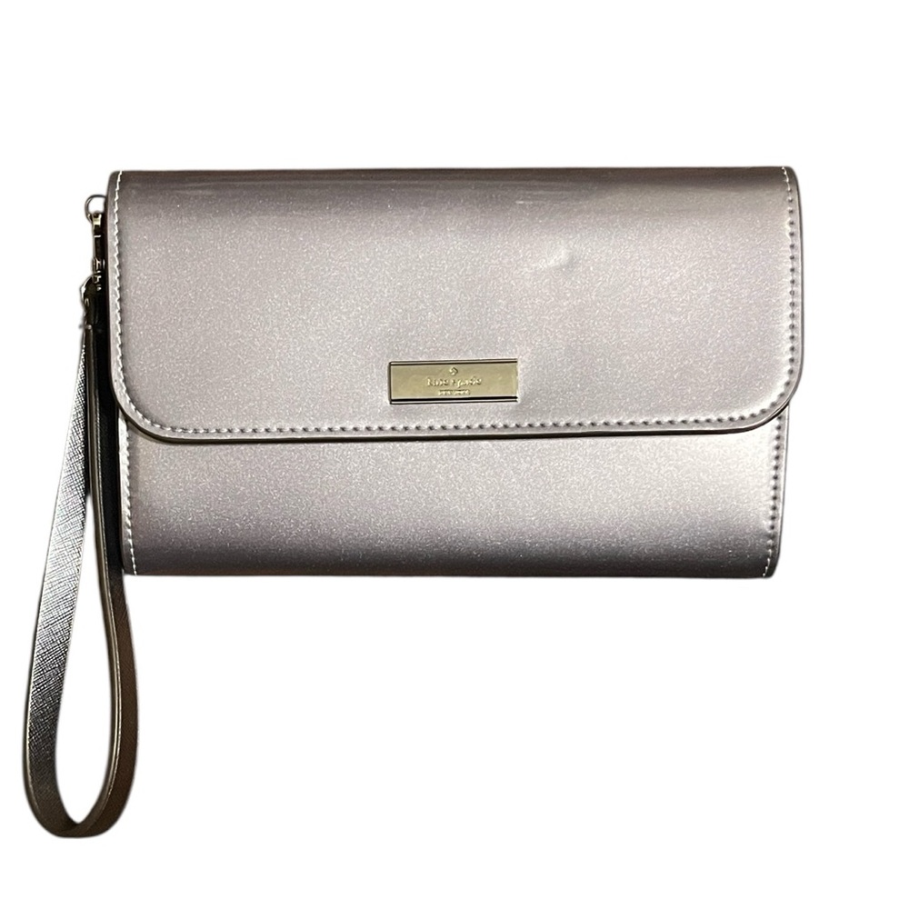 Kate Spade New York Kenzie Boxed Medium Flap Wristlet Candied Flower Metallic